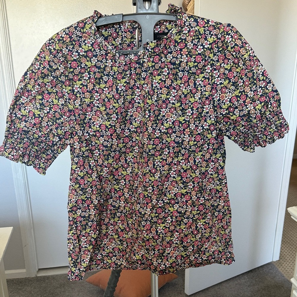 Floral puff sleeve J.Crew top